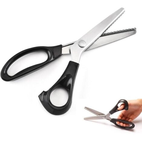 Ciseaux cranteurs pour couture, ciseaux couture professionnel en acier inoxydable pour coupe/couture de tissu papier feutre, Ciseaux Zig Zag pour Loisirs Créatifs et d'artisanat Noir
