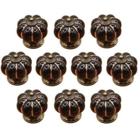 10 Pcs Boutons de tiroir en céramique bouton de meuble pour tiroirs et placards de cuisine (Noir) (1/5)