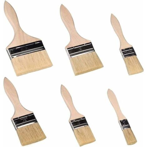 Pinceaux Peinture Mur,Pinceau Plat, Pinceaux 6 Pièces, Pinceaux Professionnels Manche en Bois Peinture Brosses Pinceaux de Poils Naturels Adapté Aux Murs, Aux Meubles, Aux Volets-- (1/5)
