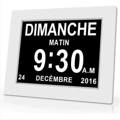 Horloge calendrier numérique One Piece 7 pouces avec date et heure, horloge Alzheimer pour parents, rappel de médicaments pour grands-parents et enfants - Blanc - 20414324mm (1/5)