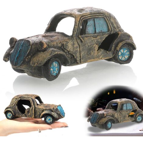 Décoration pour Aquarium en Résine, Ornement Simulation Épave de Bus, Simulation Voiture Épave, Ornement Aquatique Paysager, Habitat pour Poissons, Abri de Jeu et Repos pour Poissons (A)