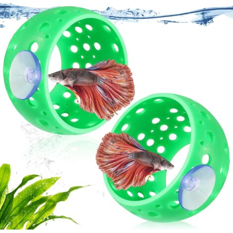Lot de 2 cachettes décoratives d'aquarium et hamacs – Cachette Betta avec ventouse, accessoires de décoration d'aquarium, tunnels, idéaux pour poissons combattants, crevettes, poissons