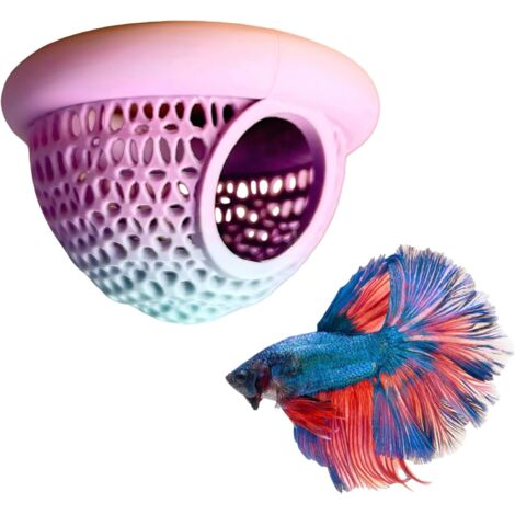 Cachette flottante pour aquarium Betta Hamac - Accessoires pour aquarium Betta - Crevettes - Tunnel flottant unique - Décoration d'aquarium Nano - Accessoires pour repos de race (arc-en-ciel)