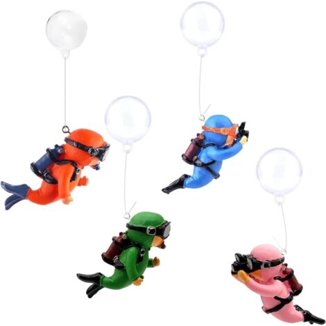 Aquarium Plongeur Décoration,4 pièces Décorations d'aquarium Décorations Flottantes d'Aquarium Accessoires de Paysage pour Aquarium, Convient à Tous Les Types d'Aquariums