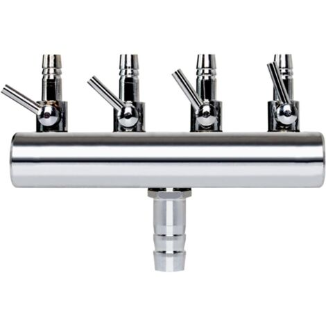 Distributeur d'air d'aquarium en acier inoxydable - Valve de régulation d'air - Filtre pour oxygénation dans les aquariums - Pour tuyau de 4/8 mm - Pompe à air, aquaculture et autres zones - 4