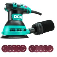 Ponceuse Excentrique 300W, 6 Vitesses 12000RPM Ponceuse Orbitale, avec 0.3L Collecteur de Poussière, 10Pcs 125MM Disque Abrasif pour Surfaces en Bois et Acier, Ponçage et Polissage du Bois, DIY