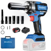 18V sans balais, 598 Nm, 1/2 pouce, 4 vitesses & mode intelligent, avec 5 douilles de choc, un prolongateur, une batterie 4000 mAh et un coffret de rangement