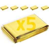 Couverture de Survie 5 Pack Couverture d'urgence 210 x 160 cm Réutilisable Couverture Thermique Contre Le Froid et la Chaleur pour Les Marathons de Survie en Plein air ou Les Premiers Soins