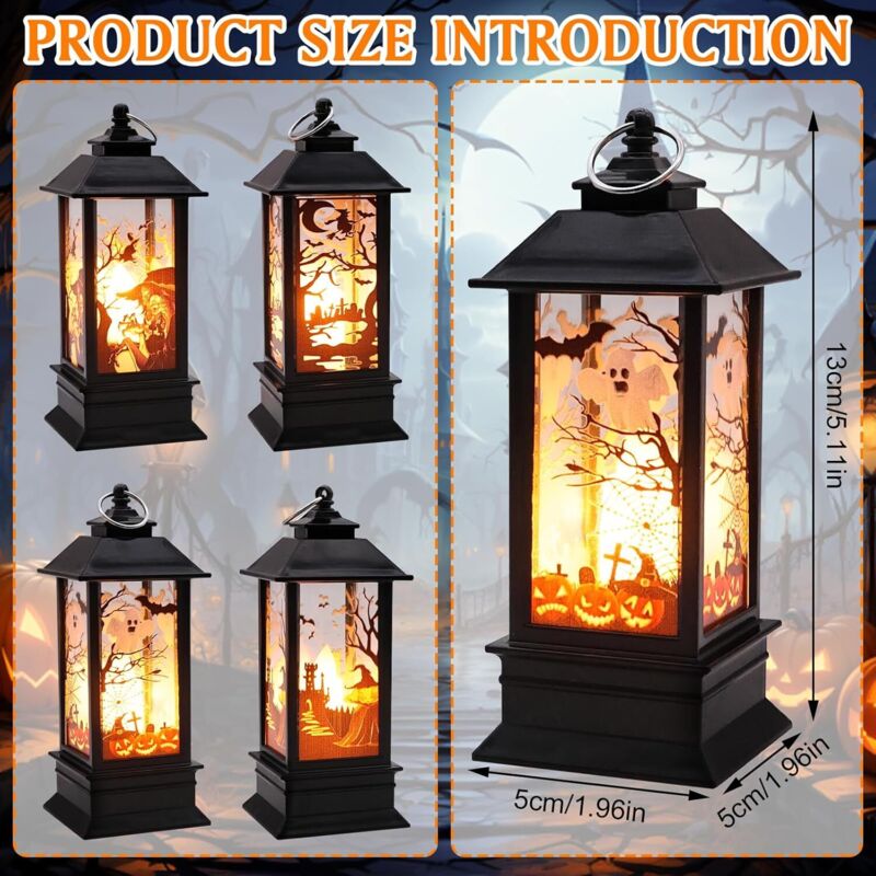 3 Pièces Lanterne Halloween LED, Decoration Halloween Exterieur Et