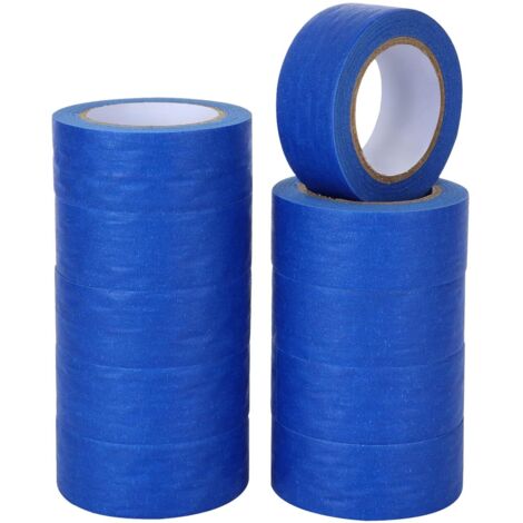 10 Rouleaux Ruban de Masquage Peinture Bleu, Bande de Masquage 24 MM x 20 M, Bande de Masquage pour un Collage propre des Films de Masquage