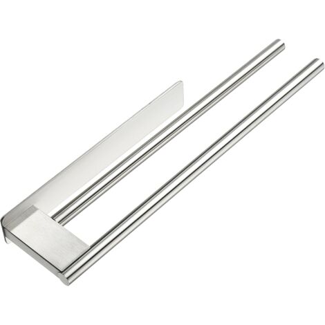 Porte-Serviettes de Salle de Bain sans Perçage en Acier Inoxydable 304 Double Porte Serviette Adhésif à Deux Bras Support Mural