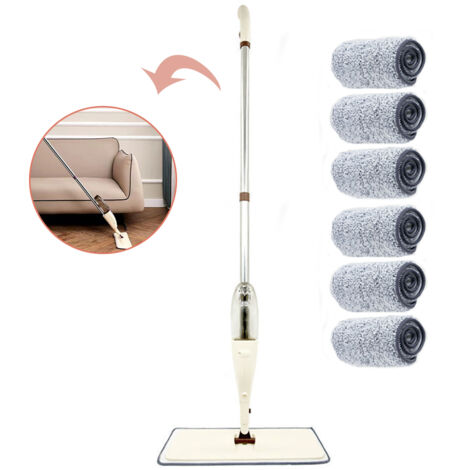 Balai Serpillère Vaporisateur, Balais Serpillère Nettoyer Sol Balai Lave Sol avec Reservoir Spray Mop Microfibre Balai Pulvérisateur pour la Maison, la Cuisine, Le Bois Dur, Le Stratifié, Le Bois