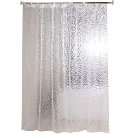 Rideau de Douche Anti Moisissure 180 X 200 cm, 3D Semi Transparent EVA Rideaux de Douche Lavable avec 12 Crochets, Imperméable Antibactérien Séchage Rapide, pour Baignoire, Salle de Bain