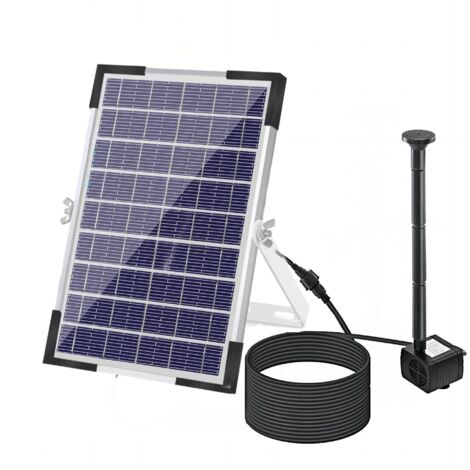Pompe de fontaine solaire 5 W avec grand panneau solaire 3 buses Hauteur d'eau max. 75 cm pour abreuvoir à oiseaux, aquarium, petit étang, décoration de jardin