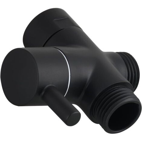 Vanne 3 Voies en Laiton Vanne d'Arret G 1/2 Robinet d'Arret pour Douchette Douche Salle de Bain, Noir,