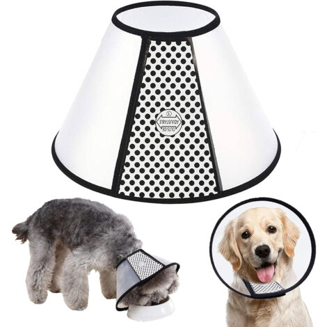 Collier pour chien, collier conique anti-morsure, protection de collier, adapté aux petits chiens, protecteur conique de cou réglable, cicatrisation postopératoire, bain, coupe-ongles (42-47 cm)