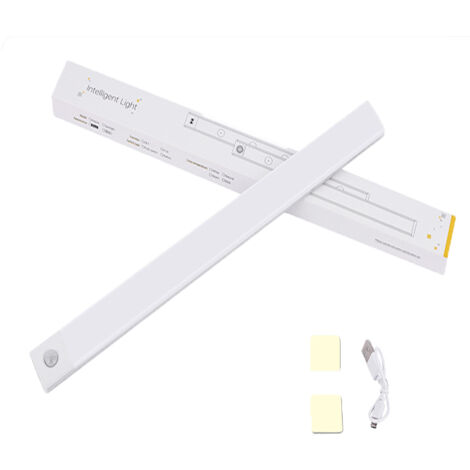 Applique murale LED à intensité variable 40 cm, Lampe de cuisine sans fil, mode tricolore avec capteur de mouvement interne, adaptée pour applique murale de cuisine，Chambre, tête de lit，(couleur argen