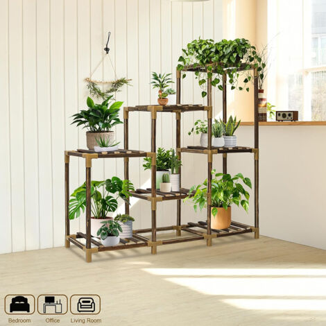 Plant Stand Indoor Plant Shelf Outdoor Wood Plant Rack for Multiple Plants 3 Tiers Ladder Plant Pot Holder for Living Room Patio Boho Home Decor for Gardening