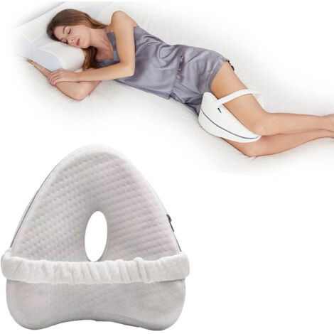 Oreiller ergonomique pour jambes et genoux – Mousse à mémoire de forme – Housse en coton doux – Soulage douleurs lombaires et sciatique