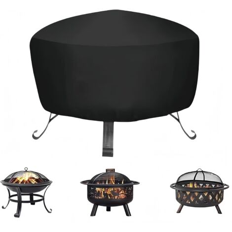 Housse de Protection pour Braséro Rond, Imperméable, Noir, PVC, Couvre-Feu, Jardin Patio Extérieur (808065cm 420D)