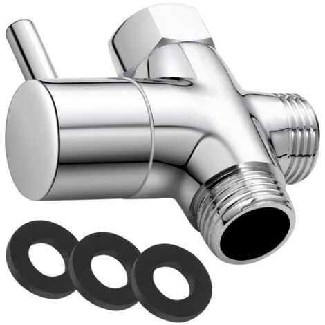 G1/2" 3 Voies Soupape, Valve 3 voies en laiton massif Douchette Composants de Douche Raccord universels Finition Chromée