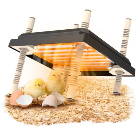 Plaque chauffante électrique pour poussins 25,4 x 25,4 cm, lampe chauffante pour poussins, plaque chauffante pour poussins, 25 hauteurs réglables, chauffage pour élever des poussins (foncé)