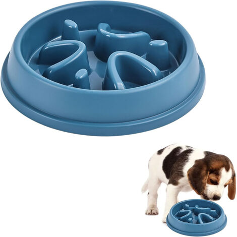 Gamelle Anti Glouton Chien Moyen, 21cm Antidérapants Anti Vomissements Gamelle pour Petit Chien Moyen (Bleu)