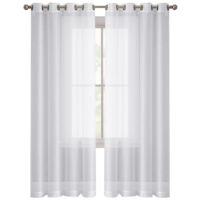 Rideaux voilage légers 140x260 cm – Ensemble de 2 pièces en polyester blanc – Respirants et occultants pour salon et chambre