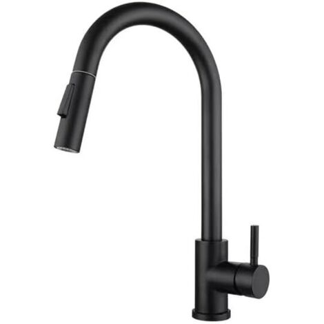 Rubinetto da cucina estraibile con base rimovibile, standard UE G3/8", miscelatore da cucina in acciaio inox per acqua calda e fredda, miscelatore per lavello da cucina girevole a 360° (nero) (1/5)