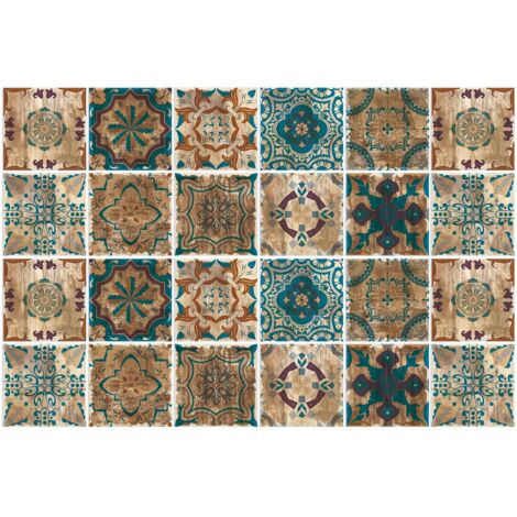 Piastrelle adesive in stile industriale 20x20 per paraschizzi da cucina, 24 pezzi di adesivi murali per bagno e cucina, piastrelle adesive con motivi di piastrelle, pannello murale adesivo in PVC