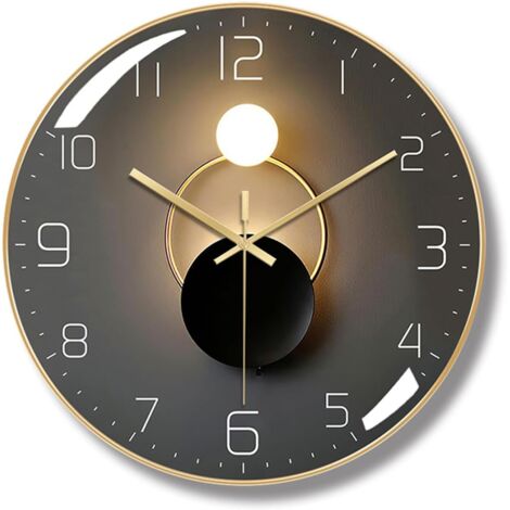 Orologio da parete moderno silenzioso, orologio da parete al quarzo digitale rotondo da 30 cm di diametro (nero)