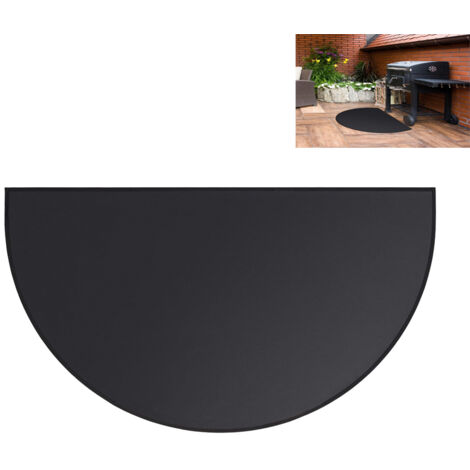Tappetino ignifugo per camino 50 x 102 cm, tappetino ignifugo semicircolare, protegge i pavimenti dalle scintille, impermeabile e resistente all'olio, protegge i pavimenti dalle scintille (nero) (1/5)