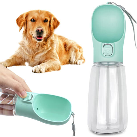 Botella de agua portátil para perros, botella de agua de viaje antibacteriana de 550 ml apta para uso alimentario, botella de viaje portátil con botón (1/5)