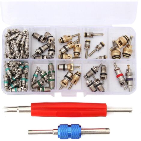 Kit de extracción de núcleos de válvula para aire acondicionado de coche R12/R134A (100 unidades)