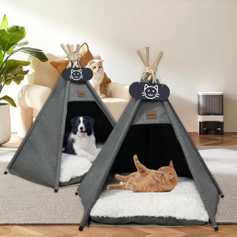 Tipi O Tienda De Campaña Para Mascotas Pequeñas - Cama Portátil Con Cojín Extraíble Para Perros Y Gatos