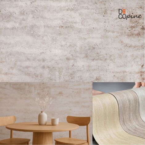 Panneau mural souple effet travertin beige en pierre naturelle – DECOPINE – 60x120 cm – Lot de 4 – 3,12 m²