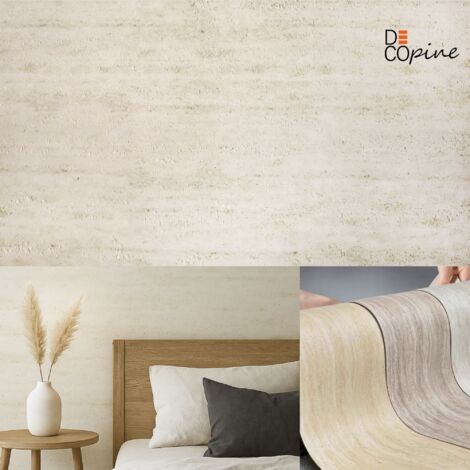 Panneau mural souple beige en pierre naturelle – DECOPINE – Effet travertin – 60x120 cm – Lot de 4 – 3,12 m²