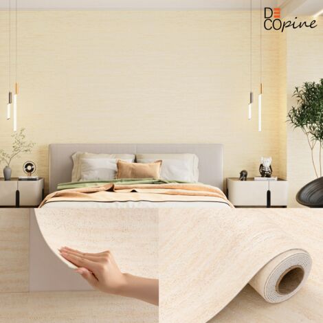 Papier peint adhésif souple effet pierre naturelle – 60x280 cm – Ton beige clair – Imperméable et facile à poser (1/5)
