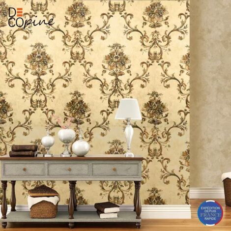 Papier Peint - DECOPINE - Maison d'Or - Floral Doré Embossé - 3D - Intissé - Lavable (1/5)
