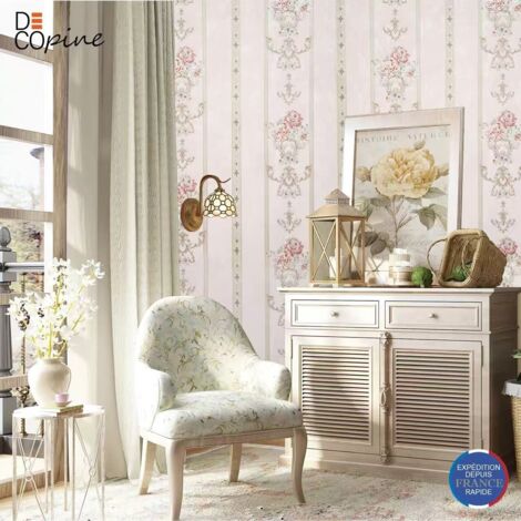 Papier Peint Intissé - DECOPINE - Ruban Royal Rose - Floral 3D - 0,53 x 10m - Sans Colle (1/5)