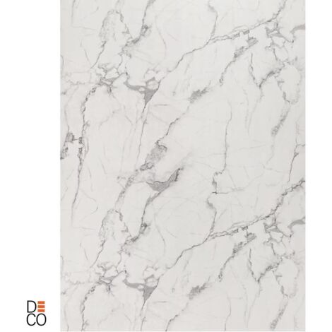 Décoration murale effet marbre blanc et gris brillant – Plaques décoratives en PVC 65x120 cm – Lot de 4 – 3.12 m² – Decopine