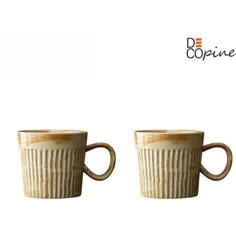 Tasses à café en céramique - DECOPINE - Lot de 2 - Style japonais Wabi-Sabi - 170 ml - Fait main (1/5)