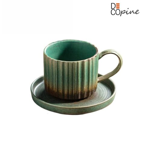 Tasse à café en céramique émaillée – DECOPINE – Vert dégradé – 250 ml (1/4)