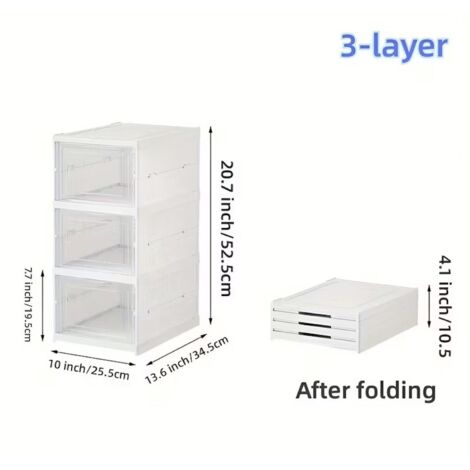 Meuble à chaussures pliable 3 niveaux – Organisateur empilable avec portes transparentes – Gain de place (1/4)