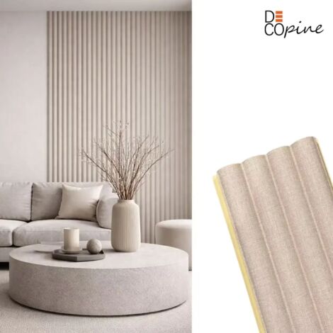 Panneaux décoratifs à lames demi-cylindriques – Composite fibres de bambou – Gris – 140 cm (Lot de 12)