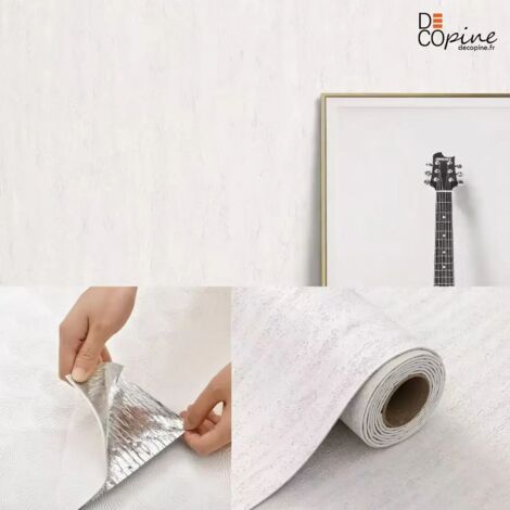 Papier peint auto-adhésif effet travertin blanc 60x280 cm revêtement mural PVC épais 2,5 mm