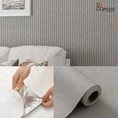 Papier Peint Auto-Adhésif Effet Travertin Gris Clair – Texture Pierre Relief Vertical – Imperméable – 60 × 280 cm (1/4)