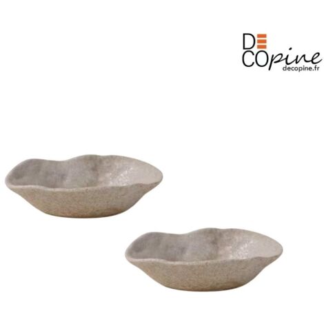 Bol artisanal blanc 9,8x6,5 cm Decopine- Lot de 2 (1/3)