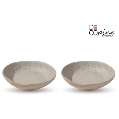 Decopine Lot de 2 assiettes creuses en céramique faites main 18,8 x 17 x 4,3 cm – Style japonais – env. 500 ml (1/4)