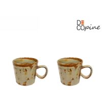 Tasse à café en céramique - DECOPINE - Lot de 2 - 170 ml - Style Wabi-sabi - Couleur beige